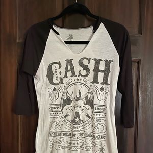 Johnny Cash Man in Black baseball T by Zion M
